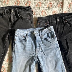 American Eagle Outfitters men’s  Black and Light Blue Skinny Jeans